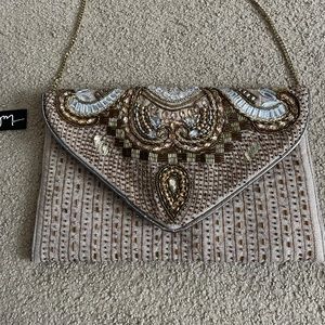 Lulus Constantinople Gold Beaded Clutch NWT